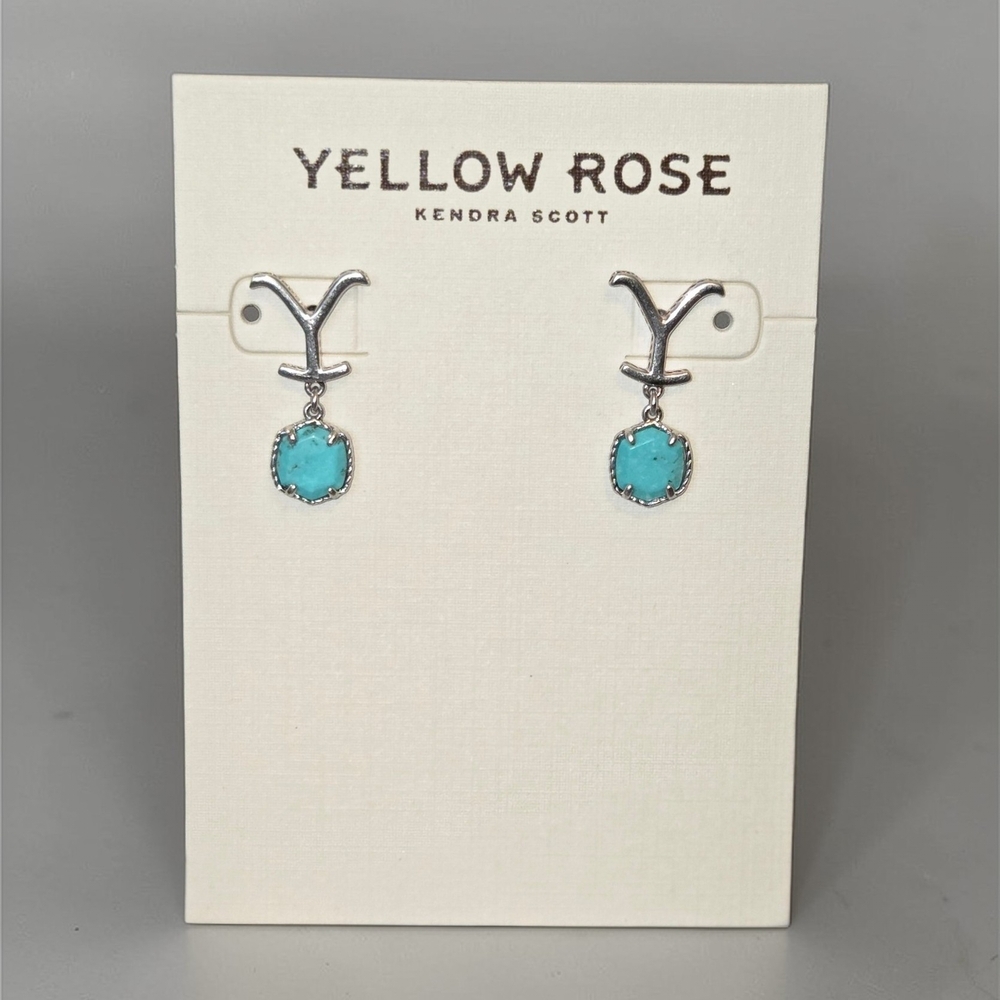 Kendra Scott Turquoise Stone Dangle Earrings in Silver - Picture 2 of 4